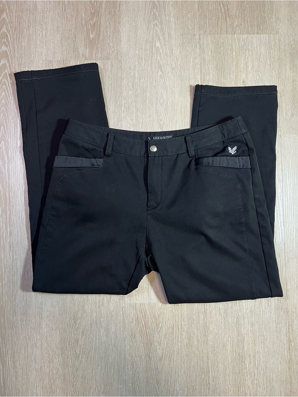 Lyle & Scott Black Slim Fleece Lined Straight Pants